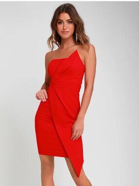 Red Strapless Bodycon Dress